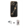 MARSİLYAN™- iPhone 13 Pro Max Kılıf Nova Işık Prime - Siyah Bilvis 3D Cam Ekran Koruyucu + Sierra Blue Pers Alüminyum Kamera Lens