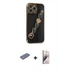 MARSİLYAN™- iPhone 13 Pro Max Kılıf Nova Işık Prime - Siyah Bilvis 3D Mat Cam Ekran Koruyucu + Renkli Kamera Lens Koruma Cam - MI