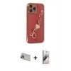 MARSİLYAN™- iPhone 13 Pro Max Kılıf Nova Işık Prime - Siyah Bilvis 3D Mat Cam Ekran Koruyucu + Mor Rainbow Kamera Lens Koruma Cam