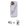 MARSİLYAN™- iPhone 13 Pro Max Kılıf Nova Işık Prime - Siyah Bilvis 3D Mat Cam Ekran Koruyucu + Mor Rainbow Kamera Lens Koruma Cam
