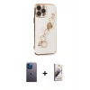 MARSİLYAN™- iPhone 13 Pro Max Kılıf Nova Işık Prime - Siyah Bilvis 3D Mat Cam Ekran Koruyucu + Neon Fosforlu Kamera Lens - MI