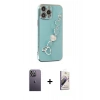 MARSİLYAN™- iPhone 13 Pro Max Kılıf Nova Işık Prime - Siyah Bilvis 3D Mat Cam Ekran Koruyucu + Neon Fosforlu Kamera Lens - BZ