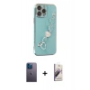 MARSİLYAN™- iPhone 13 Pro Max Kılıf Nova Işık Prime - Siyah Bilvis 3D Mat Cam Ekran Koruyucu + Neon Fosforlu Kamera Lens - MI