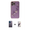 MARSİLYAN™- iPhone 13 Pro Max Kılıf Nova Işık Prime - Siyah Bilvis 3D Mat Cam Ekran Koruyucu + Neon Fosforlu Kamera Lens - MI