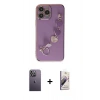 MARSİLYAN™- iPhone 13 Pro Max Kılıf Nova Işık Prime - Siyah Bilvis 3D Mat Cam Ekran Koruyucu + Neon Fosforlu Kamera Lens - BZ