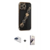 MARSİLYAN™- iPhone 13 Pro Max Kılıf Nova Işık Prime - Siyah Bilvis 3D Mat Cam Ekran Koruyucu + Pers Alüminyum Kamera Lens - LT