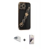 MARSİLYAN™- iPhone 13 Pro Max Kılıf Nova Işık Prime - Siyah Bilvis 3D Mat Cam Ekran Koruyucu + Pers Alüminyum Kamera Lens - SABE