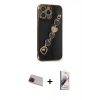 MARSİLYAN™- iPhone 13 Pro Max Kılıf Nova Işık Prime - Siyah Bilvis 3D Mat Cam Ekran Koruyucu + Rainbow Kamera Lens Koruma Cam - KI