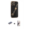 MARSİLYAN™- iPhone 13 Pro Max Kılıf Nova Işık Prime - Siyah Bilvis 3D Mat Cam Ekran Koruyucu + Renkli Kamera Lens Koruma Cam - TU