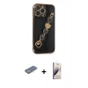 MARSİLYAN™- iPhone 13 Pro Max Kılıf Nova Işık Prime - Siyah Bilvis 3D Mat Cam Ekran Koruyucu + Renkli Kamera Lens Koruma Cam - SI