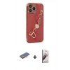 MARSİLYAN™- iPhone 13 Pro Max Kılıf Nova Işık Prime - Siyah Bilvis 3D Mat Cam Ekran Koruyucu + Renkli Kamera Lens Koruma Cam - TU