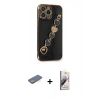 MARSİLYAN™- iPhone 13 Pro Max Kılıf Nova Işık Prime - Siyah Bilvis 3D Mat Cam Ekran Koruyucu + Renkli Kamera Lens Koruma Cam - YL
