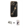 MARSİLYAN™- iPhone 13 Pro Max Kılıf Nova Işık Prime - Siyah Bilvis 3D Mat Cam Ekran Koruyucu + Rainbow Kamera Lens Koruma Cam - REGD