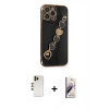 MARSİLYAN™- iPhone 13 Pro Max Kılıf Nova Işık Prime - Siyah Bilvis 3D Mat Cam Ekran Koruyucu + Shine Kamera Lens - GD