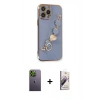 MARSİLYAN™- iPhone 13 Pro Max Kılıf Nova Işık Prime - Siyah Bilvis 3D Mat Cam Ekran Koruyucu + Neon Fosforlu Kamera Lens - YL