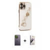 MARSİLYAN™- iPhone 13 Pro Max Kılıf Nova Işık Prime - Siyah Bilvis 3D Mat Cam Ekran Koruyucu + Neon Fosforlu Kamera Lens - YL