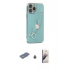 MARSİLYAN™- iPhone 13 Pro Max Kılıf Nova Işık Prime - Siyah Bilvis 3D Mat Cam Ekran Koruyucu + Yeşil Renkli Kamera Lens Koruma Cam