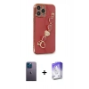 MARSİLYAN™- iPhone 13 Pro Max Kılıf Nova Işık Prime - Siyah Bilvis 5in1 3D Magic Cam Ekran Koruyucu + Mavi Neon Fosforlu Kamera Lens