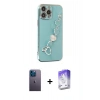 MARSİLYAN™- iPhone 13 Pro Max Kılıf Nova Işık Prime - Siyah Bilvis 5in1 3D Magic Cam Ekran Koruyucu + Mavi Neon Fosforlu Kamera Lens