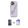 MARSİLYAN™- iPhone 13 Pro Max Kılıf Nova Işık Prime - Siyah Bilvis 5in1 3D Magic Cam Ekran Koruyucu + Mavi Neon Fosforlu Kamera Lens