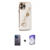 MARSİLYAN™- iPhone 13 Pro Max Kılıf Nova Işık Prime - Siyah Bilvis 5in1 3D Magic Cam Ekran Koruyucu + Mavi Neon Fosforlu Kamera Lens
