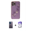 MARSİLYAN™- iPhone 13 Pro Max Kılıf Nova Işık Prime - Siyah Bilvis 5in1 3D Magic Cam Ekran Koruyucu + Mavi Neon Fosforlu Kamera Lens