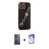 MARSİLYAN™- iPhone 13 Pro Max Kılıf Nova Işık Prime - Siyah Bilvis 5in1 3D Magic Cam Ekran Koruyucu + Neon Fosforlu Kamera Lens - BZ