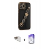 MARSİLYAN™- iPhone 13 Pro Max Kılıf Nova Işık Prime - Siyah Bilvis 5in1 3D Magic Cam Ekran Koruyucu + Pers Alüminyum Kamera Lens - GD