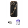 MARSİLYAN™- iPhone 13 Pro Max Kılıf Nova Işık Prime - Siyah Bilvis 5in1 3D Magic Cam Ekran Koruyucu + Rainbow Kamera Lens Koruma Cam - MR