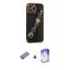MARSİLYAN™- iPhone 13 Pro Max Kılıf Nova Işık Prime - Siyah Bilvis 5in1 3D Magic Cam Ekran Koruyucu + Shine Kamera Lens Koruma Cam - PE