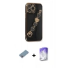 MARSİLYAN™- iPhone 13 Pro Max Kılıf Nova Işık Prime - Siyah Bilvis 5in1 3D Magic Cam Ekran Koruyucu + Shine Kamera Lens Koruma Cam - GI