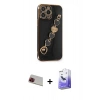 MARSİLYAN™- iPhone 13 Pro Max Kılıf Nova Işık Prime - Siyah Bilvis 5in1 5D Magic Hayalet Cam Ekran Koruyucu + Rainbow Kamera Lens Koruma Cam - KI
