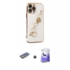 MARSİLYAN™- iPhone 13 Pro Max Kılıf Nova Işık Prime - Siyah Bilvis 5in1 5D Magic Hayalet Cam Ekran Koruyucu + Sarı Renkli Kamera Lens Koruma Cam