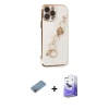 MARSİLYAN™- iPhone 13 Pro Max Kılıf Nova Işık Prime - Siyah Bilvis 5in1 5D Magic Hayalet Cam Ekran Koruyucu + Pembe Shine Kamera Lens Koruma Cam