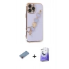 MARSİLYAN™- iPhone 13 Pro Max Kılıf Nova Işık Prime - Siyah Bilvis 5in1 5D Magic Hayalet Cam Ekran Koruyucu + Pembe Shine Kamera Lens Koruma Cam