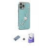 MARSİLYAN™- iPhone 13 Pro Max Kılıf Nova Işık Prime - Siyah Bilvis 5in1 5D Magic Hayalet Cam Ekran Koruyucu + Pembe Shine Kamera Lens Koruma Cam