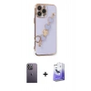 MARSİLYAN™- iPhone 13 Pro Max Kılıf Nova Işık Prime - Siyah Bilvis 5in1 5D Magic Hayalet Cam Ekran Koruyucu + Neon Fosforlu Kamera Lens - BZ