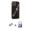 MARSİLYAN™- iPhone 13 Pro Max Kılıf Nova Işık Prime - Siyah Bilvis 5in1 5D Magic Hayalet Cam Ekran Koruyucu + Mavi Shine Kamera Lens Koruma Cam