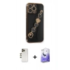 MARSİLYAN™- iPhone 13 Pro Max Kılıf Nova Işık Prime - Siyah Bilvis 5in1 5D Magic Hayalet Cam Ekran Koruyucu + Shine Kamera Lens - GD