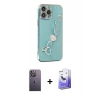 MARSİLYAN™- iPhone 13 Pro Max Kılıf Nova Işık Prime - Siyah Bilvis 5in1 5D Magic Hayalet Cam Ekran Koruyucu + Neon Fosforlu Kamera Lens - BZ