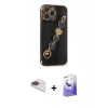 MARSİLYAN™- iPhone 13 Pro Max Kılıf Nova Işık Prime - Siyah Bilvis 5in1 5D Magic Hayalet Cam Ekran Koruyucu + Gökkuşağı Pers Alüminyum Kamera Lens