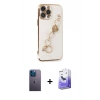 MARSİLYAN™- iPhone 13 Pro Max Kılıf Nova Işık Prime - Siyah Bilvis 5in1 5D Magic Hayalet Cam Ekran Koruyucu + Neon Fosforlu Kamera Lens - MI