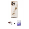MARSİLYAN™- iPhone 13 Pro Max Kılıf Nova Işık Prime - Siyah Bilvis 5in1 5D Magic Hayalet Cam Ekran Koruyucu + Kırmızı Pers Alüminyum Kamera Lens