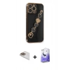 MARSİLYAN™- iPhone 13 Pro Max Kılıf Nova Işık Prime - Siyah Bilvis 5in1 5D Magic Hayalet Cam Ekran Koruyucu + Pers Alüminyum Kamera Lens - GD