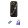 MARSİLYAN™- iPhone 13 Pro Max Kılıf Nova Işık Prime - Siyah Bilvis 5in1 5D Magic Hayalet Cam Ekran Koruyucu + Shine Kamera Lens Koruma Cam - GI