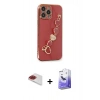 MARSİLYAN™- iPhone 13 Pro Max Kılıf Nova Işık Prime - Siyah Bilvis 5in1 5D Magic Hayalet Cam Ekran Koruyucu + Kırmızı Pers Alüminyum Kamera Lens