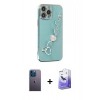 MARSİLYAN™- iPhone 13 Pro Max Kılıf Nova Işık Prime - Siyah Bilvis 5in1 5D Magic Hayalet Cam Ekran Koruyucu + Neon Fosforlu Kamera Lens - MI