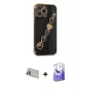 MARSİLYAN™- iPhone 13 Pro Max Kılıf Nova Işık Prime - Siyah Bilvis 5in1 5D Magic Hayalet Cam Ekran Koruyucu + Rainbow Kamera Lens Koruma Cam - BZ
