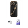 MARSİLYAN™- iPhone 13 Pro Max Kılıf Nova Işık Prime - Siyah Bilvis 5in1 5D Magic Hayalet Cam Ekran Koruyucu + Pers Alüminyum Kamera Lens - SABE