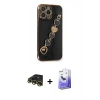 MARSİLYAN™- iPhone 13 Pro Max Kılıf Nova Işık Prime - Siyah Bilvis 5in1 5D Magic Hayalet Cam Ekran Koruyucu + Raze Metal Kamera Lens - GD